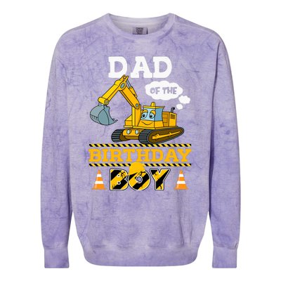 Dad Of The Birthday Boy Construction 1st Birthday Party Colorblast Crewneck Sweatshirt