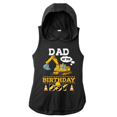 Dad Of The Birthday Boy Construction 1st Birthday Party Ladies PosiCharge Tri-Blend Wicking Draft Hoodie Tank