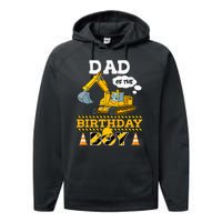 Dad Of The Birthday Boy Construction 1st Birthday Party Performance Fleece Hoodie