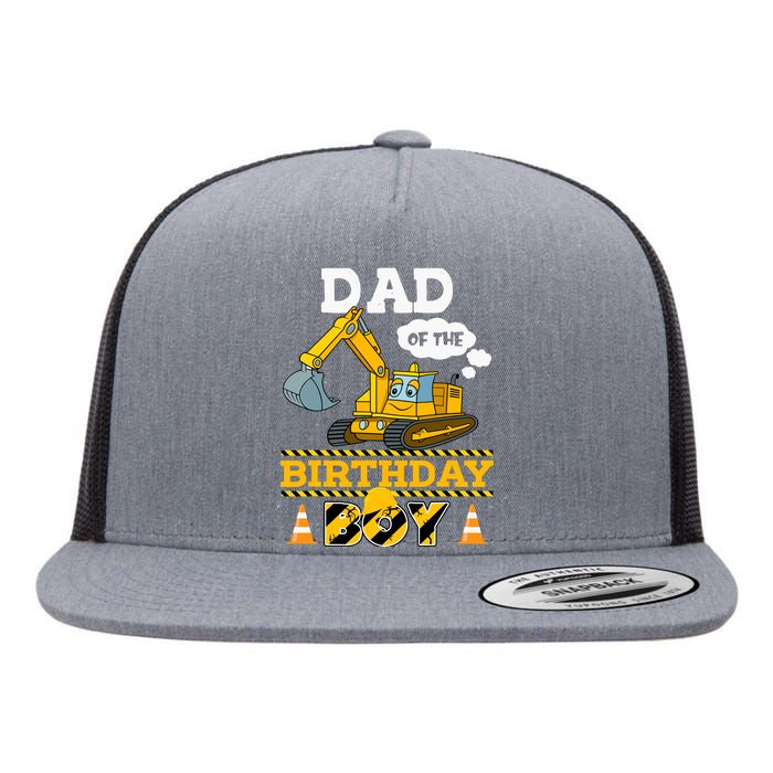 Dad Of The Birthday Boy Construction 1st Birthday Party Flat Bill Trucker Hat