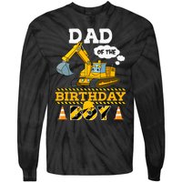 Dad Of The Birthday Boy Construction 1st Birthday Party Tie-Dye Long Sleeve Shirt