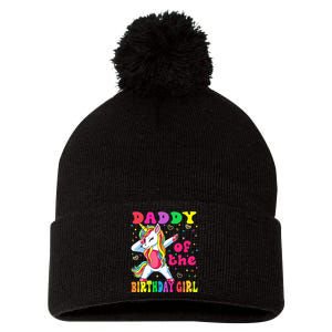 Daddy of the Birthday Princess Dabbing Unicorn Pom Pom 12in Knit Beanie