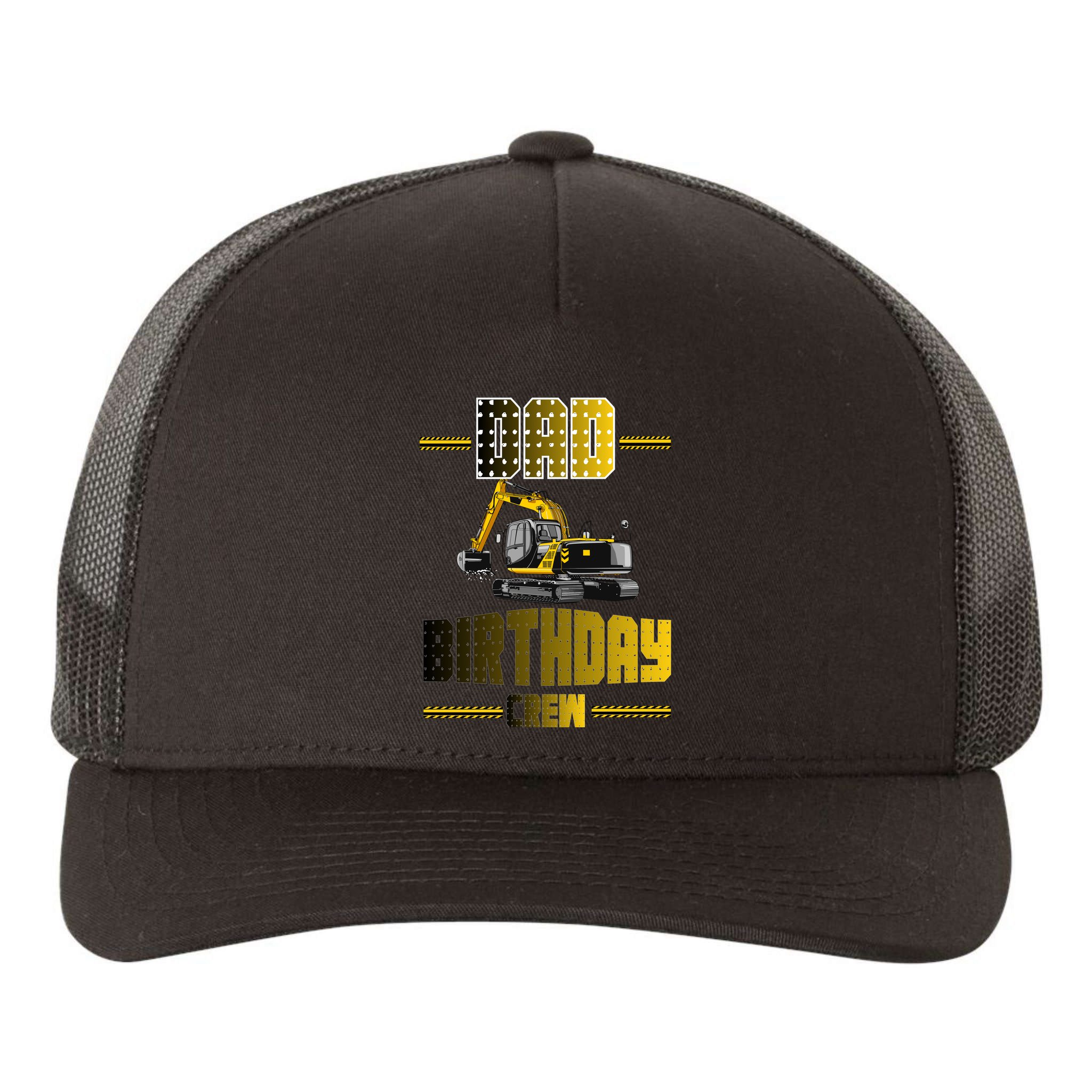Dad Of The Birthday Crew Party Excavator Yupoong Adult 5-Panel Trucker Hat
