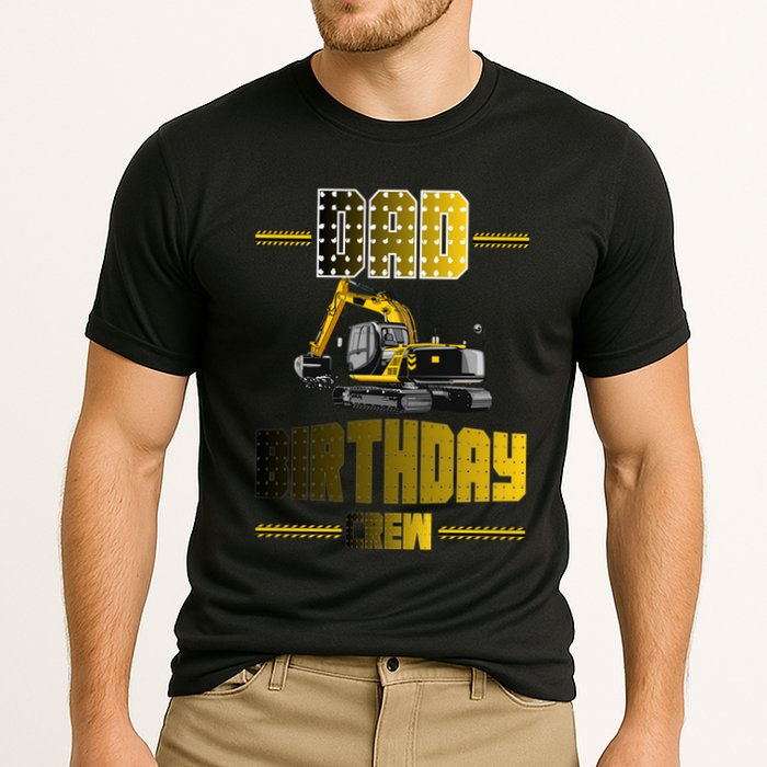 Dad Of The Birthday Crew Party Excavator Cooling Performance Crew T-Shirt