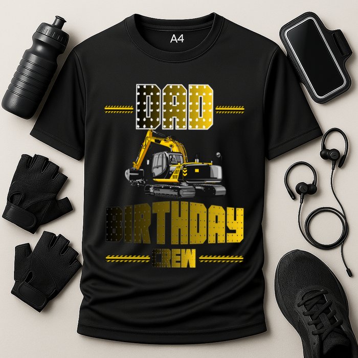 Dad Of The Birthday Crew Party Excavator Cooling Performance Crew T-Shirt