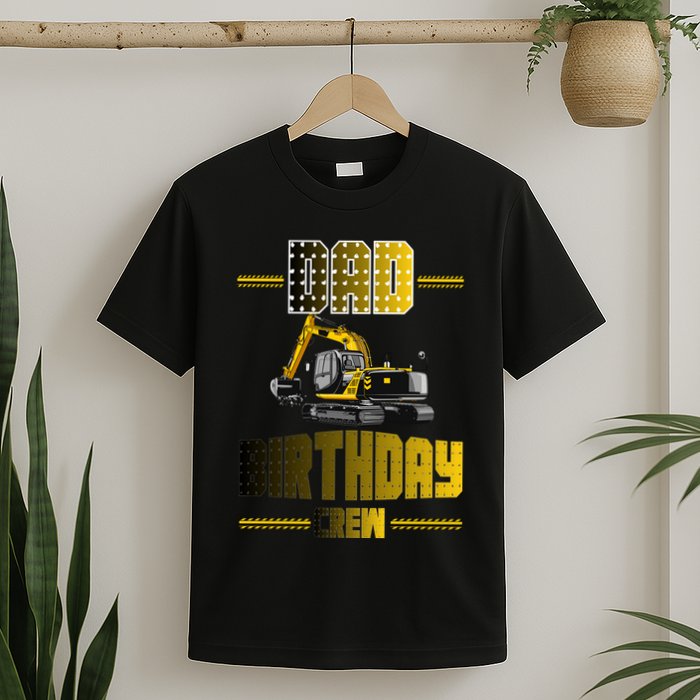 Dad Of The Birthday Crew Party Excavator T-Shirt
