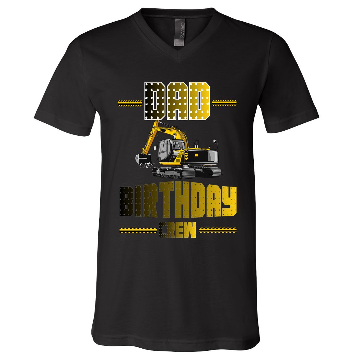 Dad Of The Birthday Crew Party Excavator V-Neck T-Shirt
