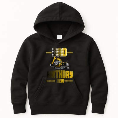 Dad Of The Birthday Crew Party Excavator Kids Hoodie