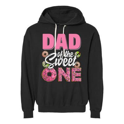 Dad Of The Sweet One Birthday 1st Bday Donut One Party Garment-Dyed Fleece Hoodie