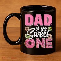 Dad Of The Sweet One Birthday 1st Bday Donut One Party 11oz C Handle Ceramic Mug