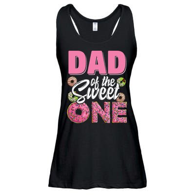 Dad Of The Sweet One Birthday 1st Bday Donut One Party Ladies Essential Flowy Tank