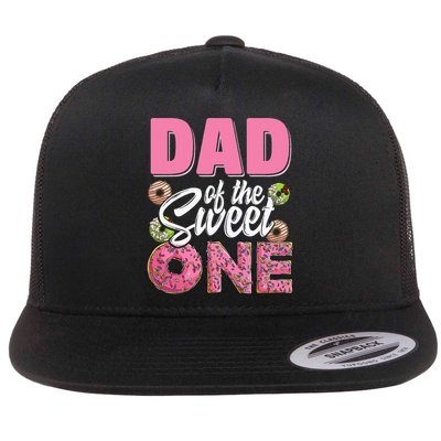 Dad Of The Sweet One Birthday 1st Bday Donut One Party Flatbill Hat