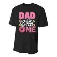 Dad Of The Sweet One Birthday 1st Bday Donut One Party Youth Performance Sprint T-Shirt
