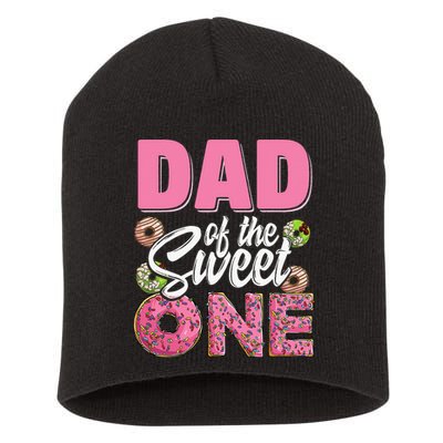 Dad Of The Sweet One Birthday 1st Bday Donut One Party Short Acrylic Beanie