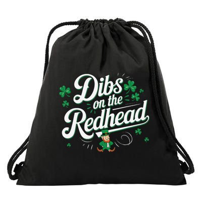 Dibs On The Redhead Funny St Patricks Day Drinking Drawstring Bag