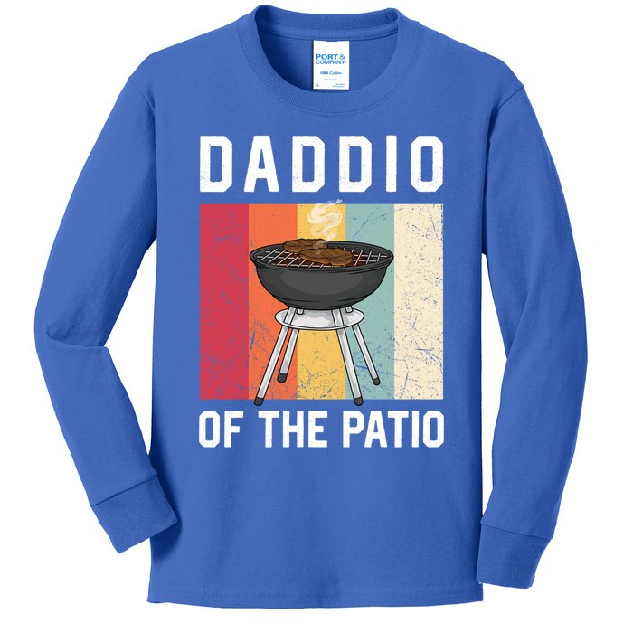 Daddio Of The Patio Funny Barbecue Bbq Fathers Day Grill Gift Kids Long Sleeve Shirt