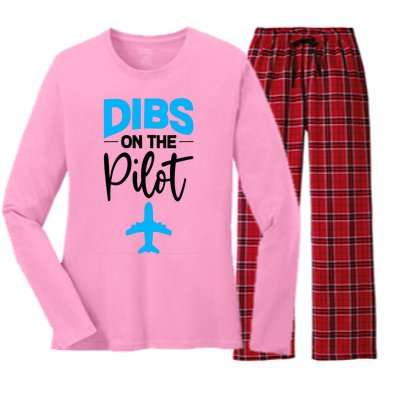 Dibs On The Pilot Gift Women's Long Sleeve Flannel Pajama Set 