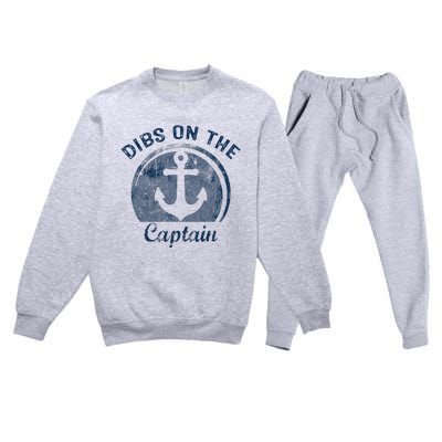 Dibs On The Captain Funny Boating Captain Wife Premium Crewneck Sweatsuit Set