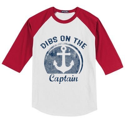 Dibs On The Captain Funny Boating Captain Wife Kids Colorblock Raglan Jersey