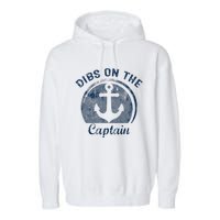 Dibs On The Captain Funny Boating Captain Wife Garment-Dyed Fleece Hoodie