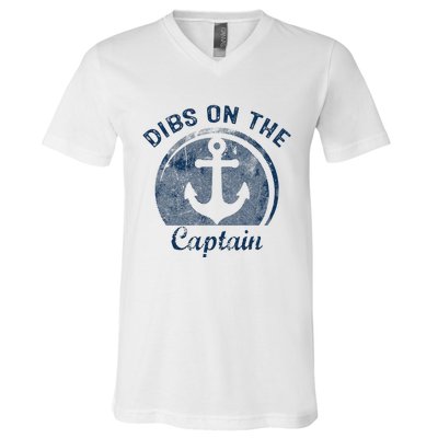 Dibs On The Captain Funny Boating Captain Wife V-Neck T-Shirt