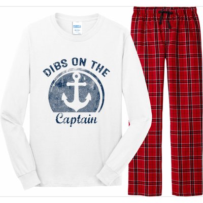 Dibs On The Captain Funny Boating Captain Wife Long Sleeve Pajama Set