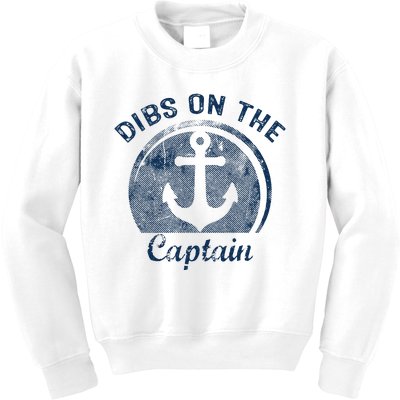 Dibs On The Captain Funny Boating Captain Wife Kids Sweatshirt