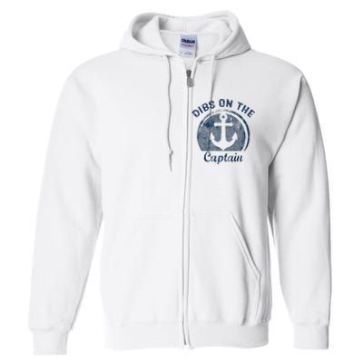 Dibs On The Captain Funny Boating Captain Wife Full Zip Hoodie