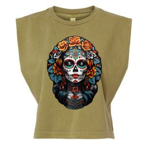 Day Of The Dead De Los Muertos La Catrina Sugar Skull Women Garment-Dyed Women's Muscle Tee