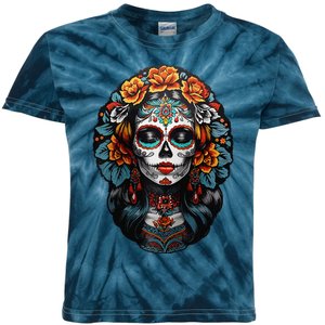 Day Of The Dead De Los Muertos La Catrina Sugar Skull Women Kids Tie-Dye T-Shirt