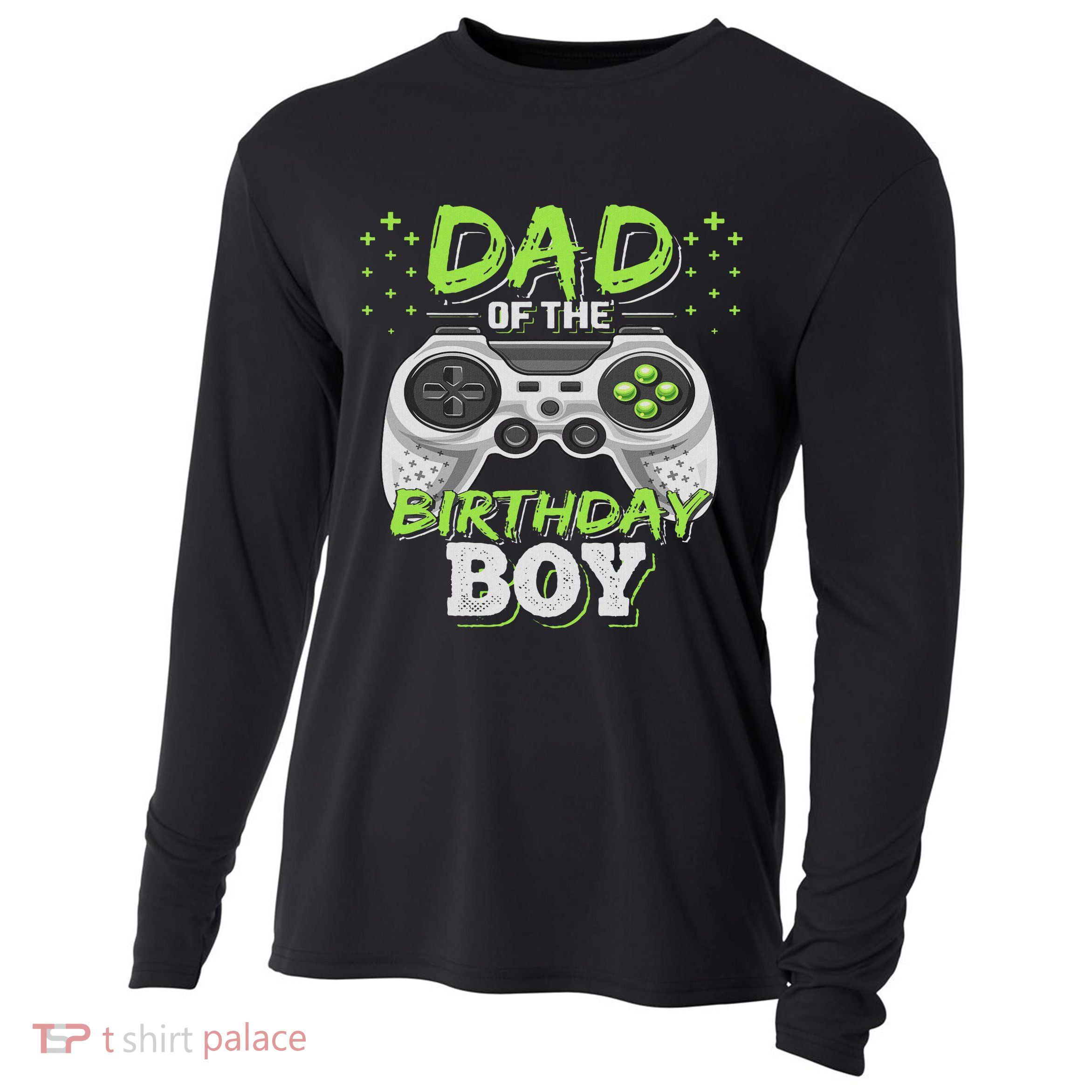Dad Of The Birthday Boy Matching Video Gamer Birthday Party Cooling Performance Long Sleeve Crew