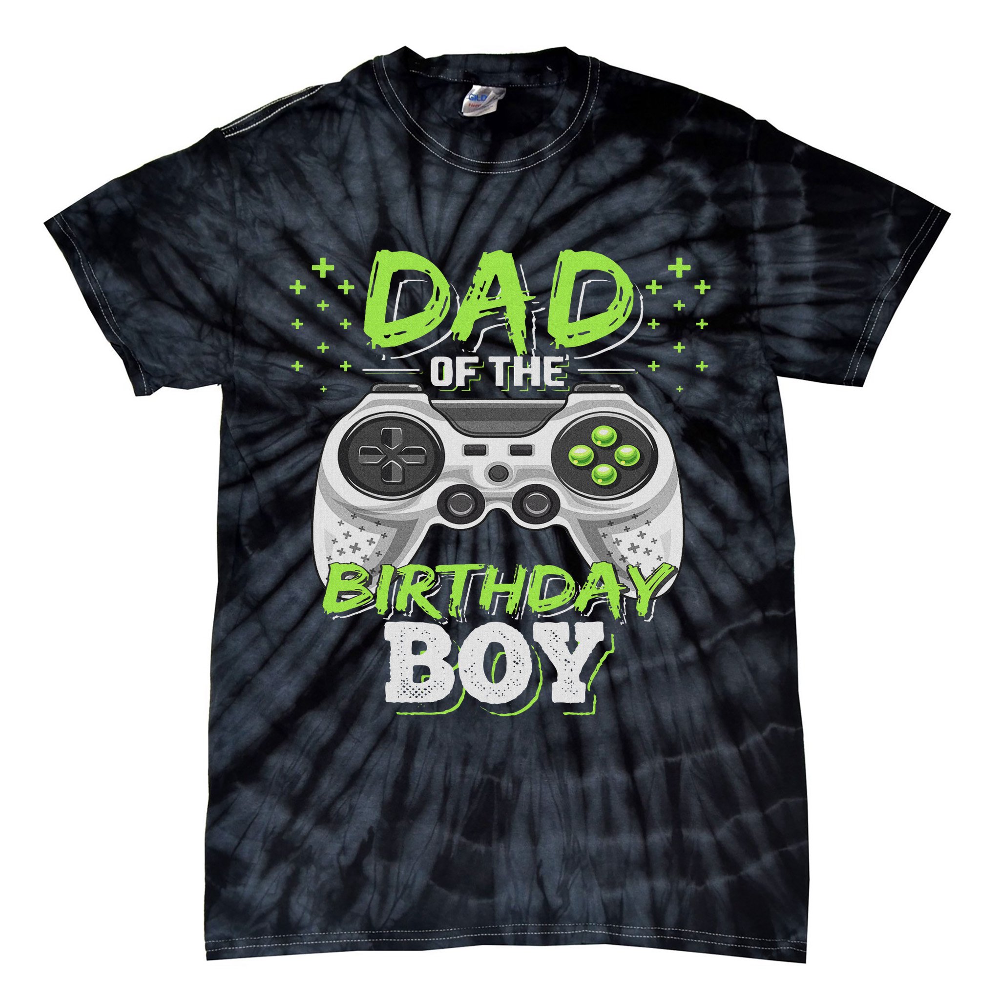 Dad Of The Birthday Boy Matching Video Gamer Birthday Party Tie-Dye T-Shirt