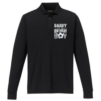 Daddy Of The Birthday Boy Soccer Player Bday Celebration Performance Long Sleeve Polo