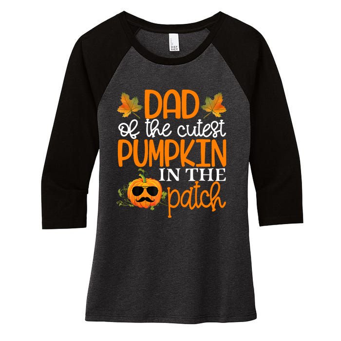 Dad Of The Cutest Pumpkin In The Patch Halloween Women's Tri-Blend 3/4-Sleeve Raglan Shirt