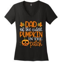 Dad Of The Cutest Pumpkin In The Patch Halloween Women's V-Neck T-Shirt