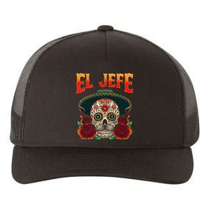 Day Of The Dead Mexico El Jefe Boss Sugar Skull Halloween Yupoong Adult 5-Panel Trucker Hat