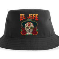 Day Of The Dead Mexico El Jefe Boss Sugar Skull Halloween Sustainable Bucket Hat