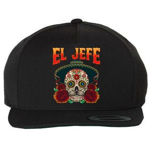 Day Of The Dead Mexico El Jefe Boss Sugar Skull Halloween Wool Snapback Cap