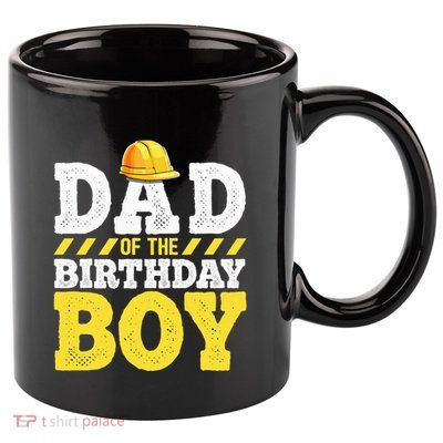 Dad of the Birthday Construction Birthday Party Hat 11oz C Handle Ceramic Mug