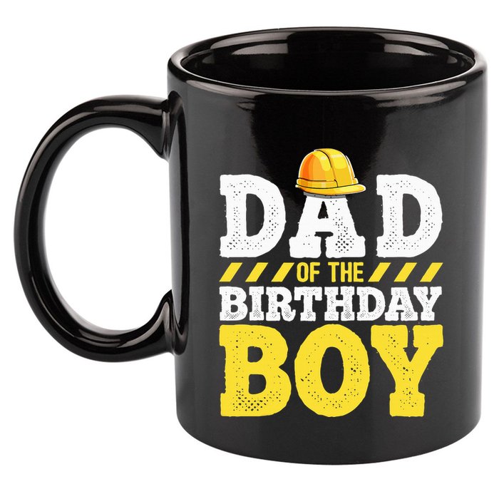 Dad of the Birthday Construction Birthday Party Hat 11oz C Handle Ceramic Mug