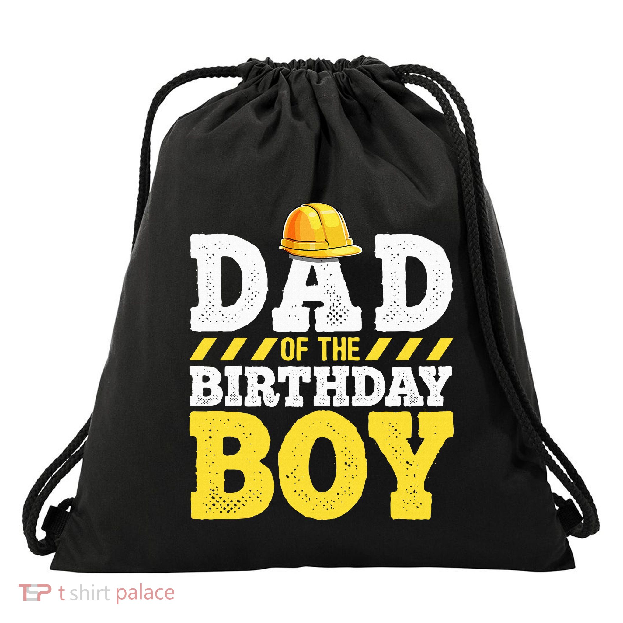Dad of the Birthday Construction Birthday Party Hat Drawstring Bag