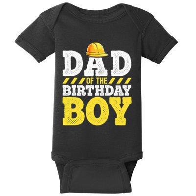 Dad of the Birthday Construction Birthday Party Hat Baby Bodysuit