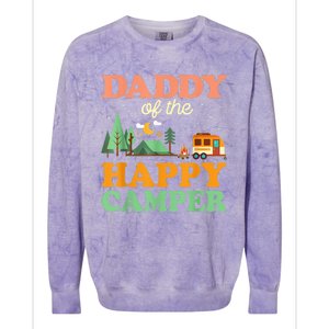 Daddy Of The Happy Camper Shirt  1st Bday Camping Trip Colorblast Crewneck Sweatshirt