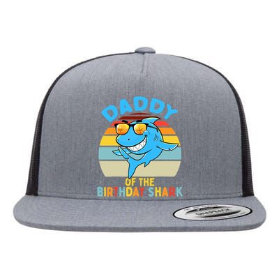 Daddy of the Shark Birthday Dad Matching Family Flat Bill Trucker Hat