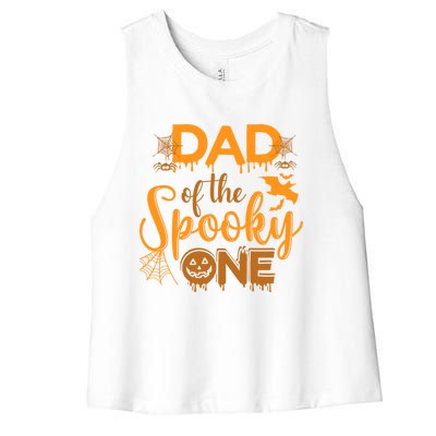 Dad Of The Spooky One Funny Dad Halloween Gift Women's Racerback Cropped Tank