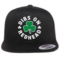 Dibs On The Redhead Shamrock St Patricks Day Flat Bill Trucker Hat