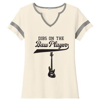 Dibs On The Bass Player Bassist Guitarist Guitar Band Rocker Ladies Halftime Notch Neck Tee