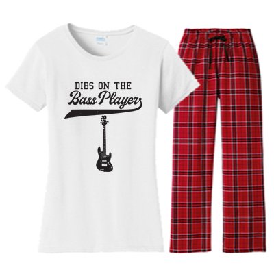 Dibs On The Bass Player Bassist Guitarist Guitar Band Rocker Women's Flannel Pajama Set