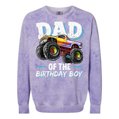 Dad Of The Birthday Boy Monster Truck Birthday Novelty Gift Colorblast Crewneck Sweatshirt