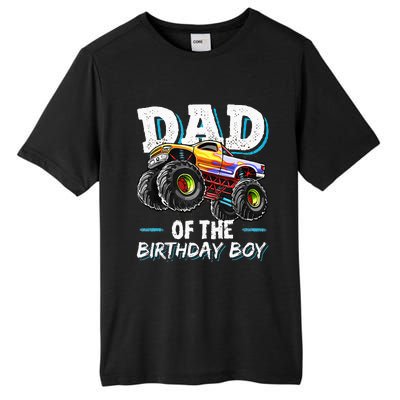 Dad Of The Birthday Boy Monster Truck Birthday Novelty Gift Tall Fusion ChromaSoft Performance T-Shirt